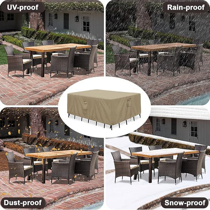 PureFit Patio Furniture Covers, Outdoor Table Furniture Cover Waterproof Rectangle, Patio Sectional Couch Set Cover for Deck, Lawn and Backyard, UV Resistant, 126"L x 63"W x 28"H, Camel