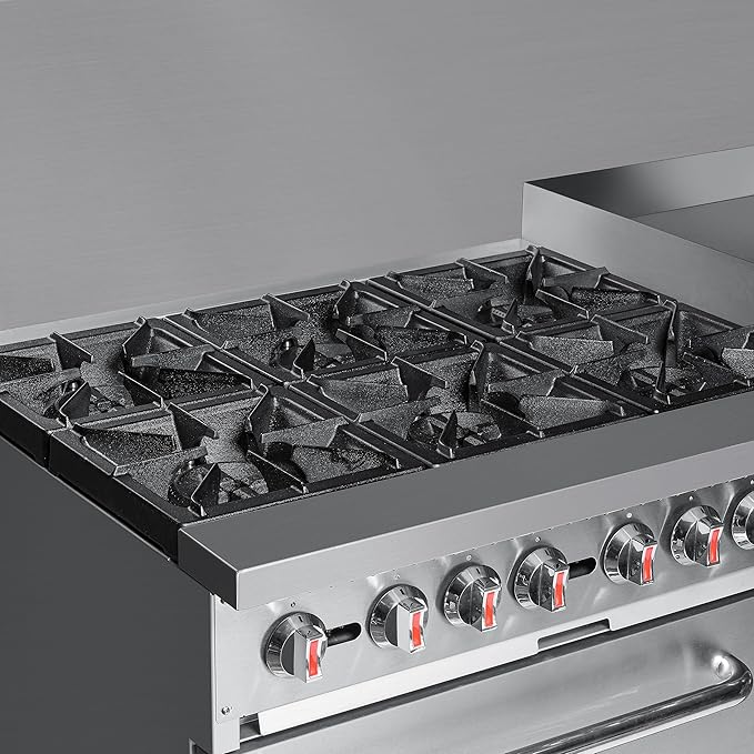 KoolMore 60 in. 6 Burner Commercial Liquid Propane Range with 24 in. Griddle (KM-CRG60-LP)