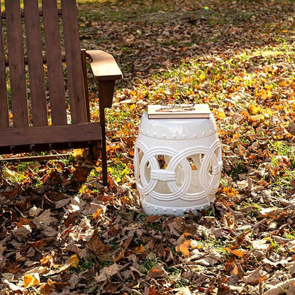 JONATHAN Y Lucky Coins 16" Ceramic Garden Stool Side Table, Drum Shape - Image 7