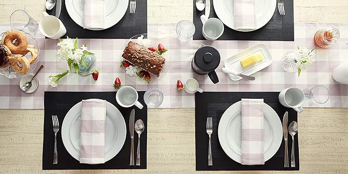 DII PVC Tabletop Collection Woven Indoor/Outdoor, Placemat Set, 13x17.25, Black, 6 Piece