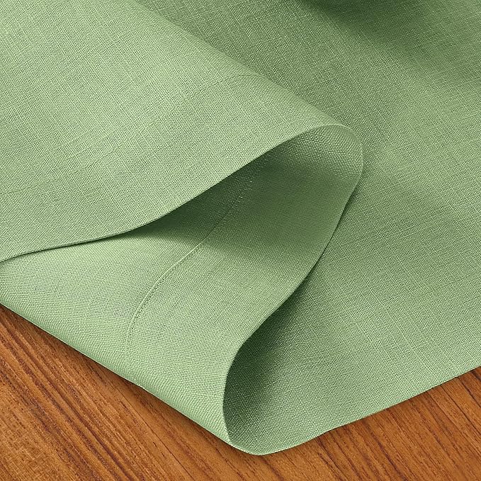D'Moksha Homes Linen Table Runner 48 Inches - 100% Pure Linen Sage Green Table Runner 14 x 48 Inch for Coffee Tables, Dresser, Winter, Holiday - Machine Washable