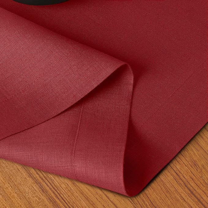 D'Moksha Homes Linen Red Table Runner 120 Inches Long - 100% Pure Linen Dining Table Runner 14 x 120 Inch for Valentines, Holiday - Machine Washable