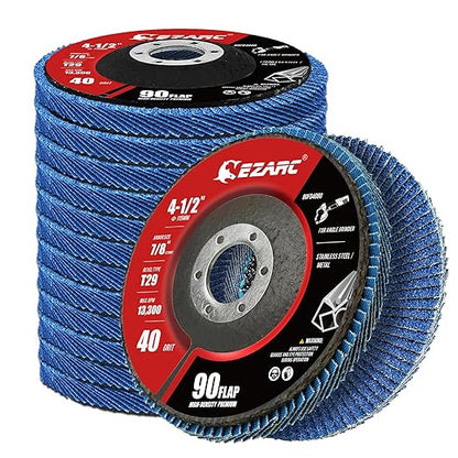 EZARC Flap Discs 40 Grit, 4.5" x 7/8" High Density Jumbo Zirconia Flap Sanding Disc Type 29 for Sanding, Rust Removal, Finishing, Grinding, Deburring (12 Pack)