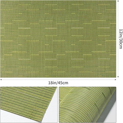 Woven Vinyl Placemats Set of 8 Wipe Clean PVC Heat Resistant Place Mats Durable Waterproof Stain Resistant Indoor Outdoor Table Mats (Teal)