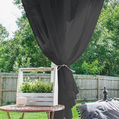 Outdoor Sheer Curtains for Patio Waterproof, 4 Panels Rod Pocket Indoor/Outdoor - Image 7