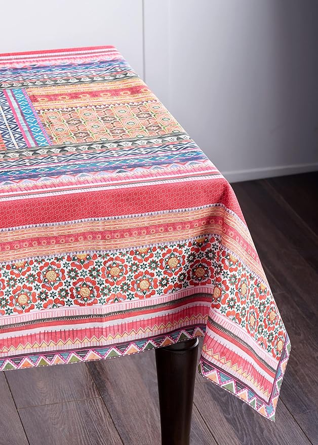 Maison d' Hermine Table Cloth Rectangle Table 100% Cotton 60 x 90 Inches Fall Tablecloth Reusable Everyday Use for Thanksgiving Christmas Decorations Dining Farmhouse Party (Ispahan)