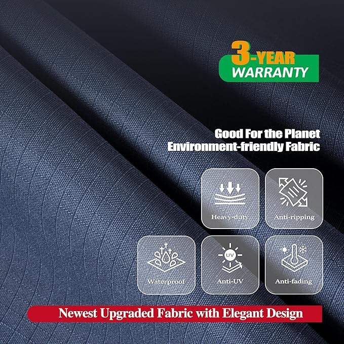 F&J Outdoors Heavy Duty Waterproof Anti-UV Rip-stop Fabric Extra Large Patio Furniture Covers, Grey, 140"x86"x30.5"