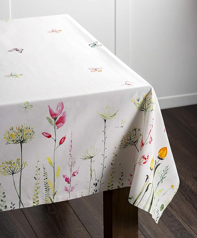 Maison d' Hermine Table Cloth Rectangle Table 100% Cotton 70 x 120 Inches Tablecloth Reusable Decorative for Dining Room, Farmhouse, Home, Party, Festive & Wedding Spring Summer - Botanical Fresh