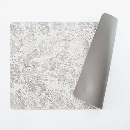 POLYTE Indoor/Outdoor Washable Embossed Vinyl Faux Leather Table Dining Placemats, Set of 4