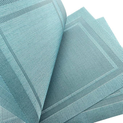 Gugrida Placemats Set of 6 Plaid Checkered Blue PVC Placemat for Dining Table Durable Woven Vinyl Stain tablemats 18"X12"