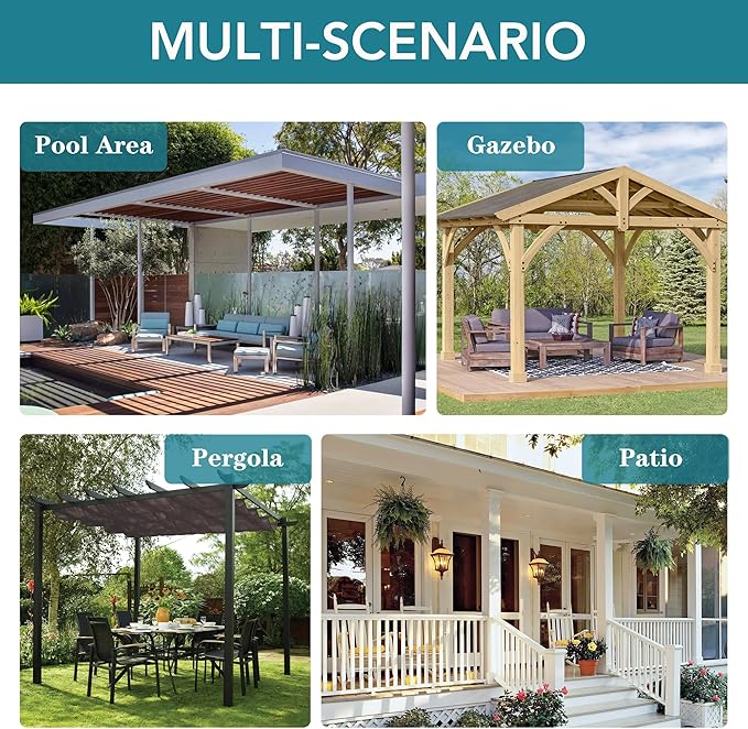 HolidayIdeas Outdoor Curtains for Patio Waterproof 4 Panels 54x95 Inch-Windproof Weatherproof Privacy White Curtains-Grommet Top and Tab Bottom Drape for Gazebo, Porch, Pergola, Cabana, Backyard