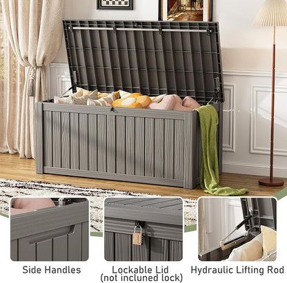 Outdoor Storage Box, 150 Gallon Large Outdoor Resin Deck Box, Storage - Image 5