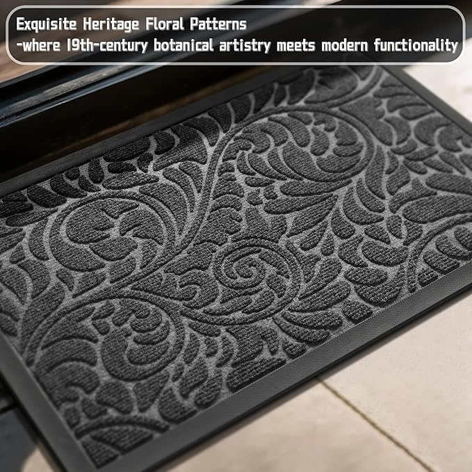 Yimobra Large Door Mat Outside Entrance 47x32, Waterproof Sturdy Outdoor Mats for Front Door, Heavy Duty Non-Slip Doormat for Garage Patio Entryway Indoor, Easy Clean, Grey