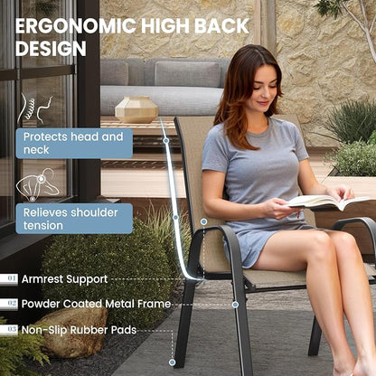 Patio Dining Chairs Set of 4, Outdoor Stackable Dining Chairs High Back - Image 5