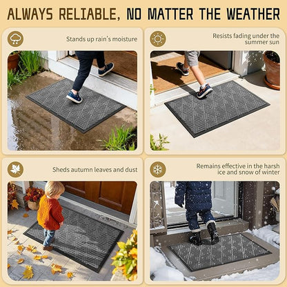 Yimobra Large Door Mat 47x24, All-Weather Waterproof Non-Slip Welcome Matt Outdoor, Heavy Duty Non Slip Doormat for Entryway for Patio and Garage Indoor, Easy Clean, Grey