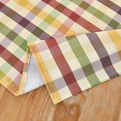 Gingham Tablecloth Fabric - Oblong 58x120 Water Resistant Christmas Plaid Table Cloth for Indoor/Outdoor Use - Fall Tabletop Cover for Birthday, Picnics, Gardens, and Thanksgiving Day