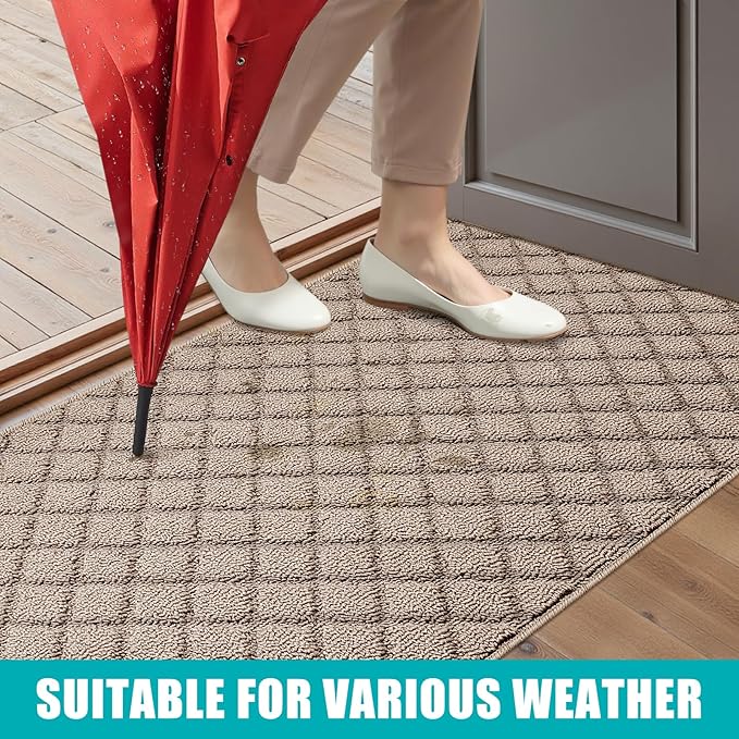 Azadx 2'x4' Front Entryway Door Mat Non Slip Indoor Door mats Washable Entry Mats Welcome Doormat Dirt Trapper for House Entry Low Profile Doormat Indoor Entrance Mat