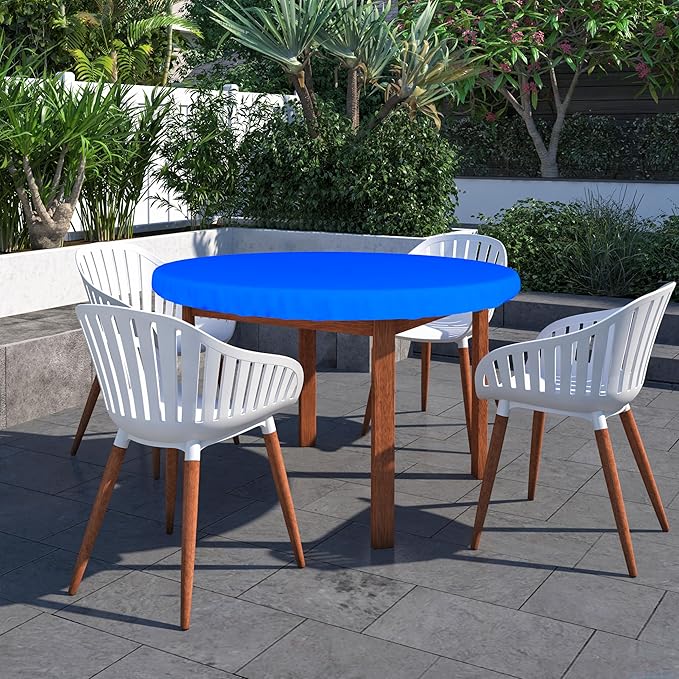 Covers & All Round Table Top Cover, 18 Oz Heavy Duty Waterproof UV & Weather Resistant Patio Table Cover, Outdoor Table Cover for Patio Outdoor Furniture & Coffee Table (44" Diameter x 4" H, Blue)