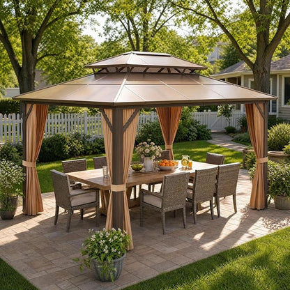 GAOMON 10'x12' Hardtop Gazebo, Outdoor Polycarbonate Double Roof Canopy - Image 5