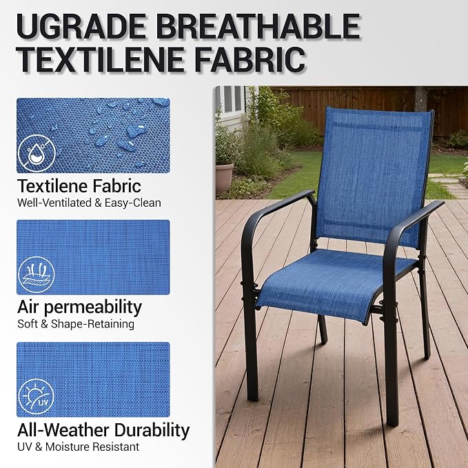 Patio Chairs Set of 8, Stackable Outdoor Dining Chairs, All Weather Breathable - Image 6
