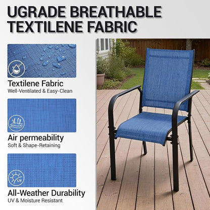 Patio Dining Chairs Set of 4, All-Weather High Back Textilene Stackable Chairs - Image 6