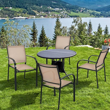GIANTEX Set of 4 Outdoor Patio Chairs, Stackable Lawn Chairs - Image 2
