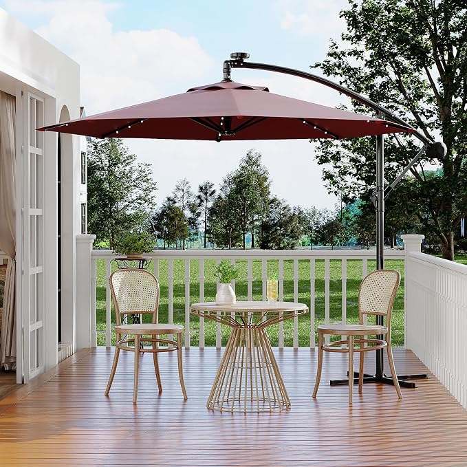 Garvee 10FT Solar Lights Offset Patio Umbrella - Image 9