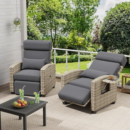 GarveeLife Outdoor Recliner Chair, PE Wicker Lounge Chair - Image 8