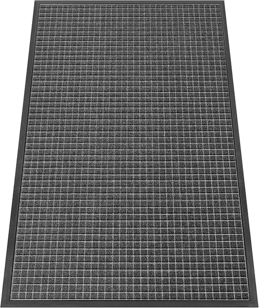 Kuyal Front Door Mat, 3'*5' Door Mat for Inside Outside Entrance,Waterproof Welcome Mats with Non-Slip Backing, Indoor Outdoor Entryway, Commercial Floor Mats, Durable & Easy to Clean, Dark Gray