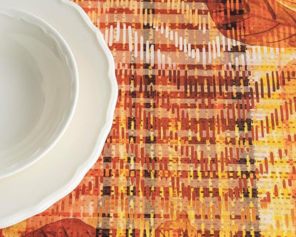 Maison d' Hermine Table Cloth Square Table 100% Cotton 60 x 60 Inches Fall Tablecloth Reusable Everyday Use for Thanksgiving Christmas Decorations Dining Farmhouse Party (Thanksgiving Tartan)