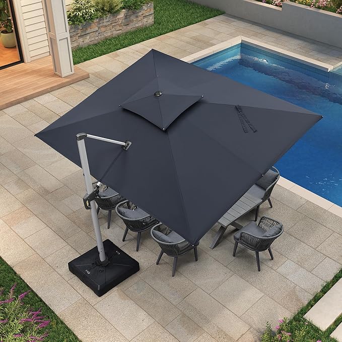PURPLE LEAF Patio Cantilever Umbrella 9' X 12' Large Double Top, 3-Yr - Image 3