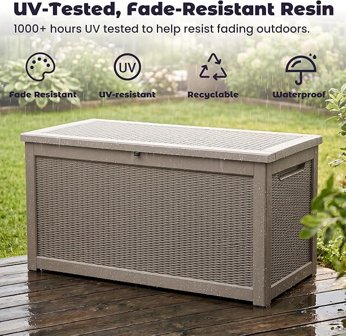 PatioZen 330 Gallon Outdoor Storage Box, Heavy Duty Resin Large Deck Box - Image 6