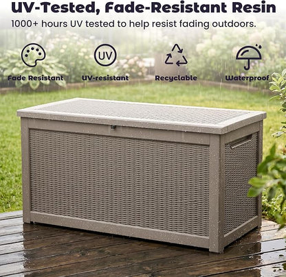 PatioZen 330 Gallon Outdoor Storage Box, Heavy Duty Resin Large Deck Box - Image 6