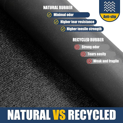 Front Door Mat Outside Entrance Indoor Doormat, 31" x 20" Outdoor Mats for Patio Waterproof, Outdoor Door Mats for Outside Entry, Indoor Rugs for Entryway, Sturdy Natural Rubber Entry Mat, Black