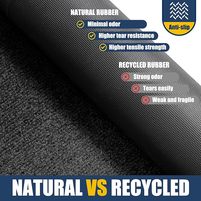 Large Front Door Mat Outside Entrance Indoor Doormat, 36" x 24" Outdoor Mats For Patio Waterproof, Outdoor Door Mats For Outside Entry, Indoor Rugs for Entryway, Sturdy Natural Rubber Entry Mat, Black