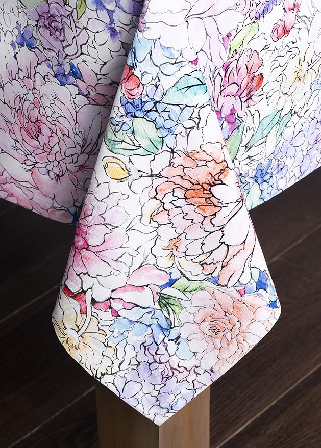 Maison d' Hermine Table Cloth Rectangle Table 100% Cotton 60 x 108 Inches Tablecloth Reusable Decorative for Dining Room, Farmhouse, Home, Party, Festive & Wedding Spring Summer - Floral Love