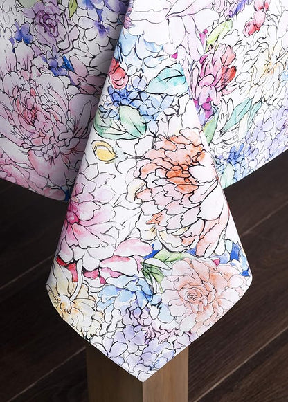 Maison d' Hermine Table Cloth Rectangle Table 100% Cotton 60 x 108 Inches Tablecloth Reusable Decorative for Dining Room, Farmhouse, Home, Party, Festive & Wedding Spring Summer - Floral Love