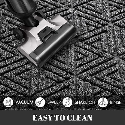 Yimobra Large Door Mat 47x24, All-Weather Waterproof Non-Slip Welcome Matt Outdoor, Heavy Duty Non Slip Doormat for Entryway for Patio and Garage Indoor, Easy Clean, Mix Grey