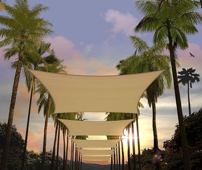Amgo Custom Size 7' x 15' Sand Beige Rectangle Square Sun Shade Sail UPF50+ by Amgo