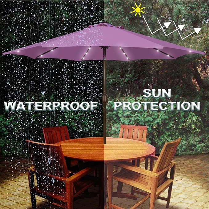 9 ft Solar Umbrella, Patio Umbrella - Image 5