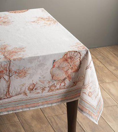 Maison d' Hermine Table Cloth Rectangle Table 100% Cotton 54 x 72 Inches Fall Tablecloth Reusable Everyday Use for Thanksgiving Christmas Decorations Dining Farmhouse Party (Giving Thanks)