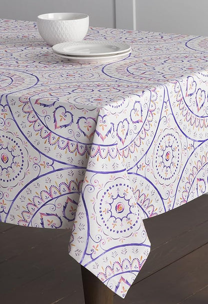 Maison d' Hermine Table Cloth Rectangle Table 100% Cotton 60 x 90 Inches Tablecloth Reusable Decorative Everyday Use for Dining Room, Farmhouse, Home, Party, Festive & Wedding Spring Summer - Mandala