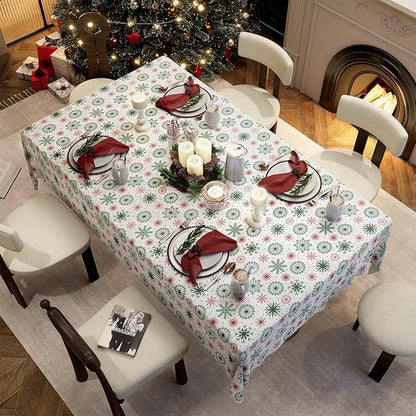 Christmas Tablecloth with Snowflake, Spillproof Waterproof Fabric Table Cloth for Dining, Parties, Holiday, Winter Table Decorations - 60''x120''