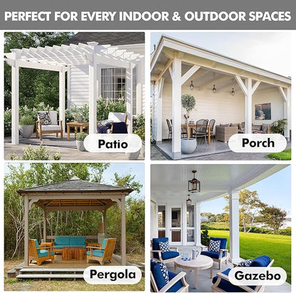 HolidayIdeas 4 Panels Linen Outdoor Curtains for Patio Waterproof Taupe Outside Curtains 110"x84"-Gazebo Wide Curtains Weighted Privacy for Pergola, Porch, Cabana, Living Room, Backyard, Pavilion