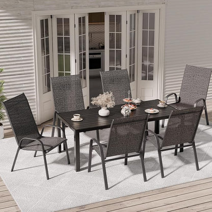 Patio Chairs Set of 6, Stackable Outdoor Dining Chairs - Image 2