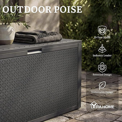 YITAHOME 95 Gallon Large Outdoor Deck Box | Lockable Waterproof Resin Storage - Image 9