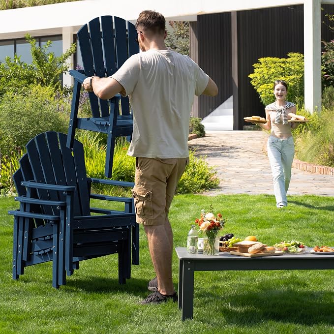 Compact Stackable Adirondack Chairs Set of 2, All-Weather - Image 7