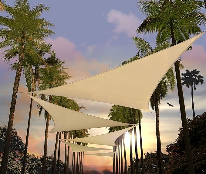 Amgo Custom Size 4' x 4' x 4' Beige Triangle Sun Shade Sail UPF50+ AGTAPT12 by Amgo