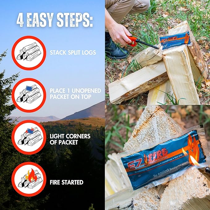 – All-Natural Fire Starters for Campfires, Fire Pits, BBQs & Fireplaces – Long Burning, Weather-Resistant, Non-Toxic & Easy to Light | 25 Pack