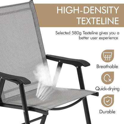 Yaheetech Patio Dining Chairs Set of 4 Outdoor Folding Lawn Chairs, folds flat - Image 6